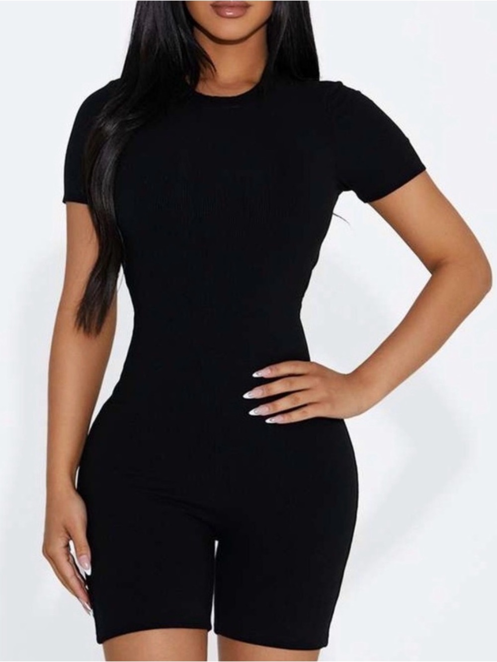 Naked Wardrobe Black Short Sleeve Shorts Jumper Romper Sculpting Compression XL
